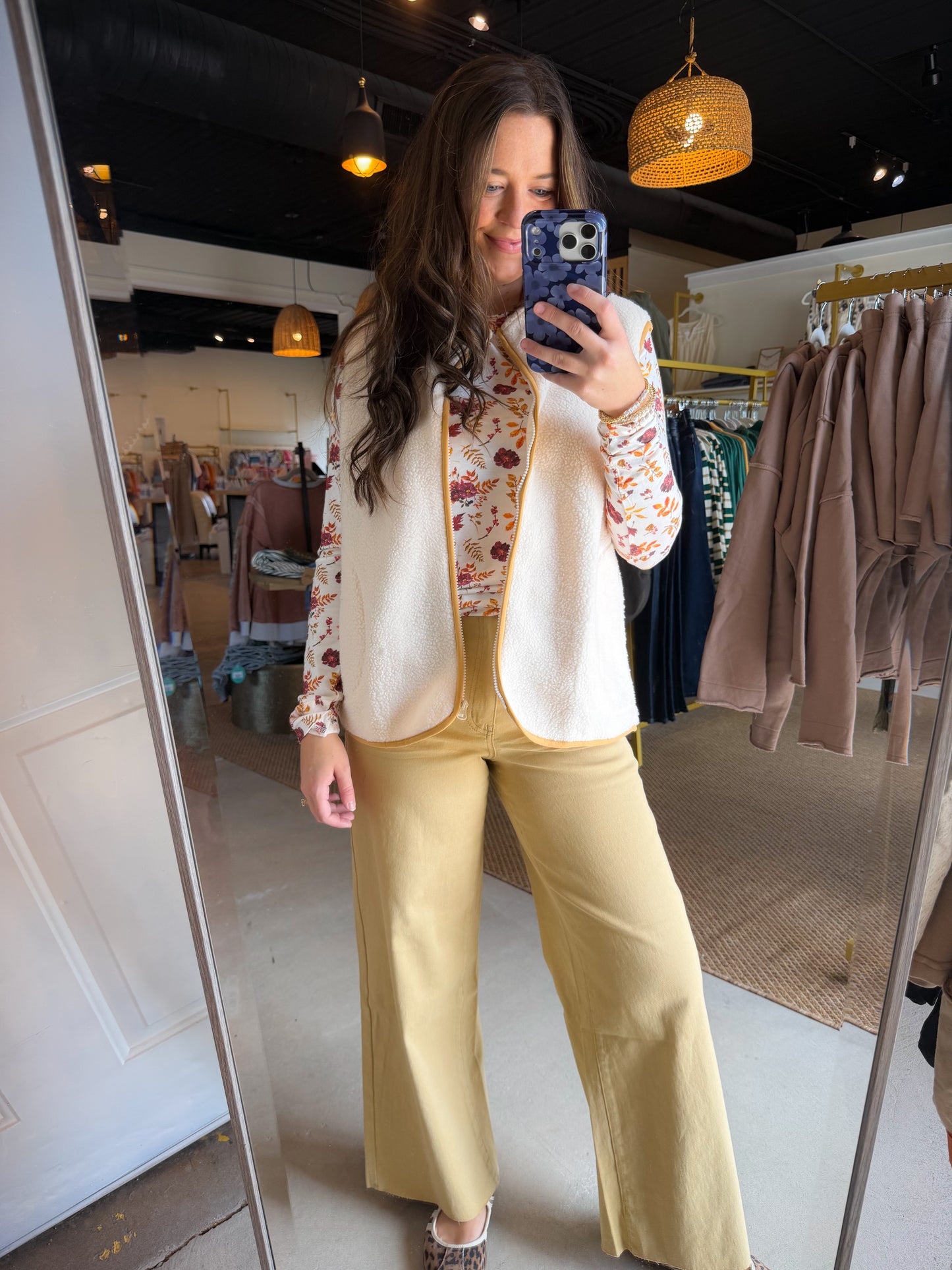 Latte Twill Wide Leg Pants