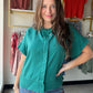Spruce Button Trapunto Stitch Top