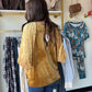 Golden Velvet Balloon Sleeve Top