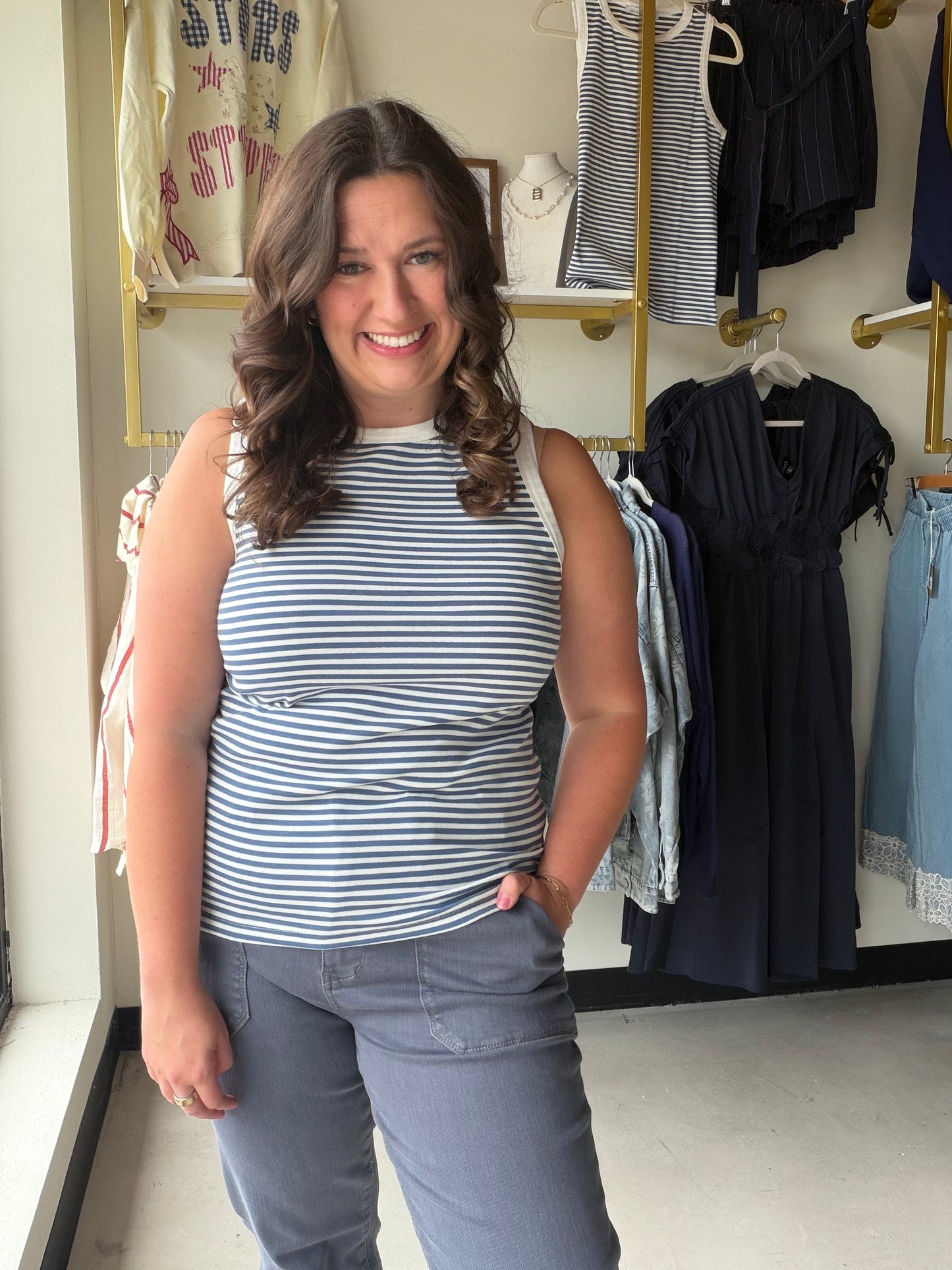 Blue & White Classic Stripe Tank