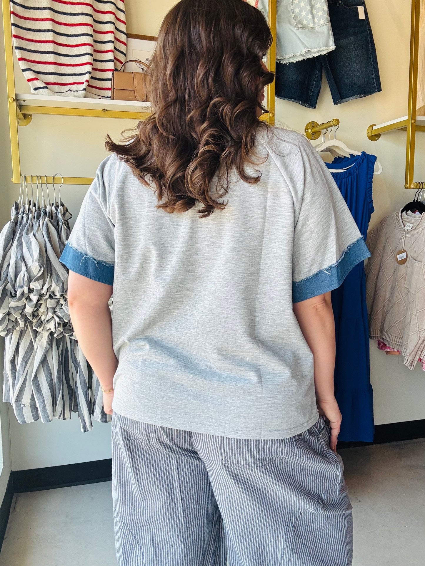 Denim Star Patchwork Terry Top