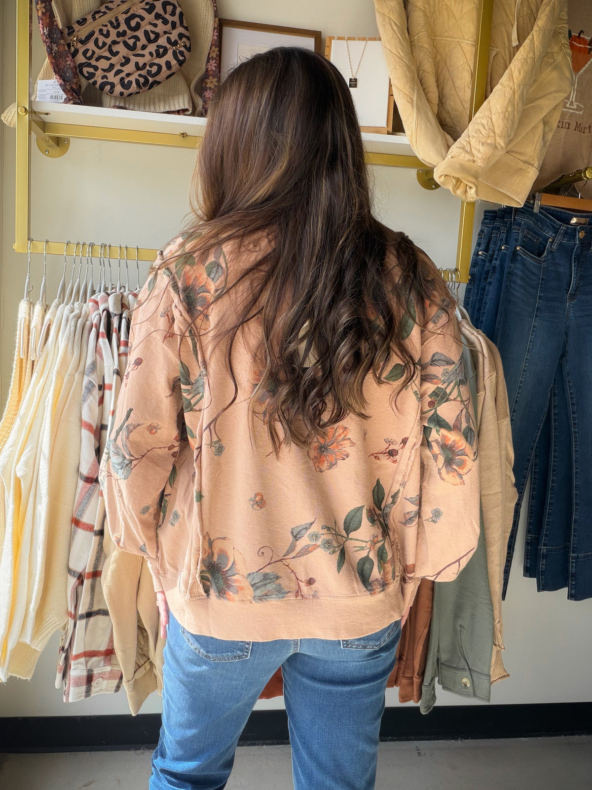 Almond Floral Printed Long Sleeve