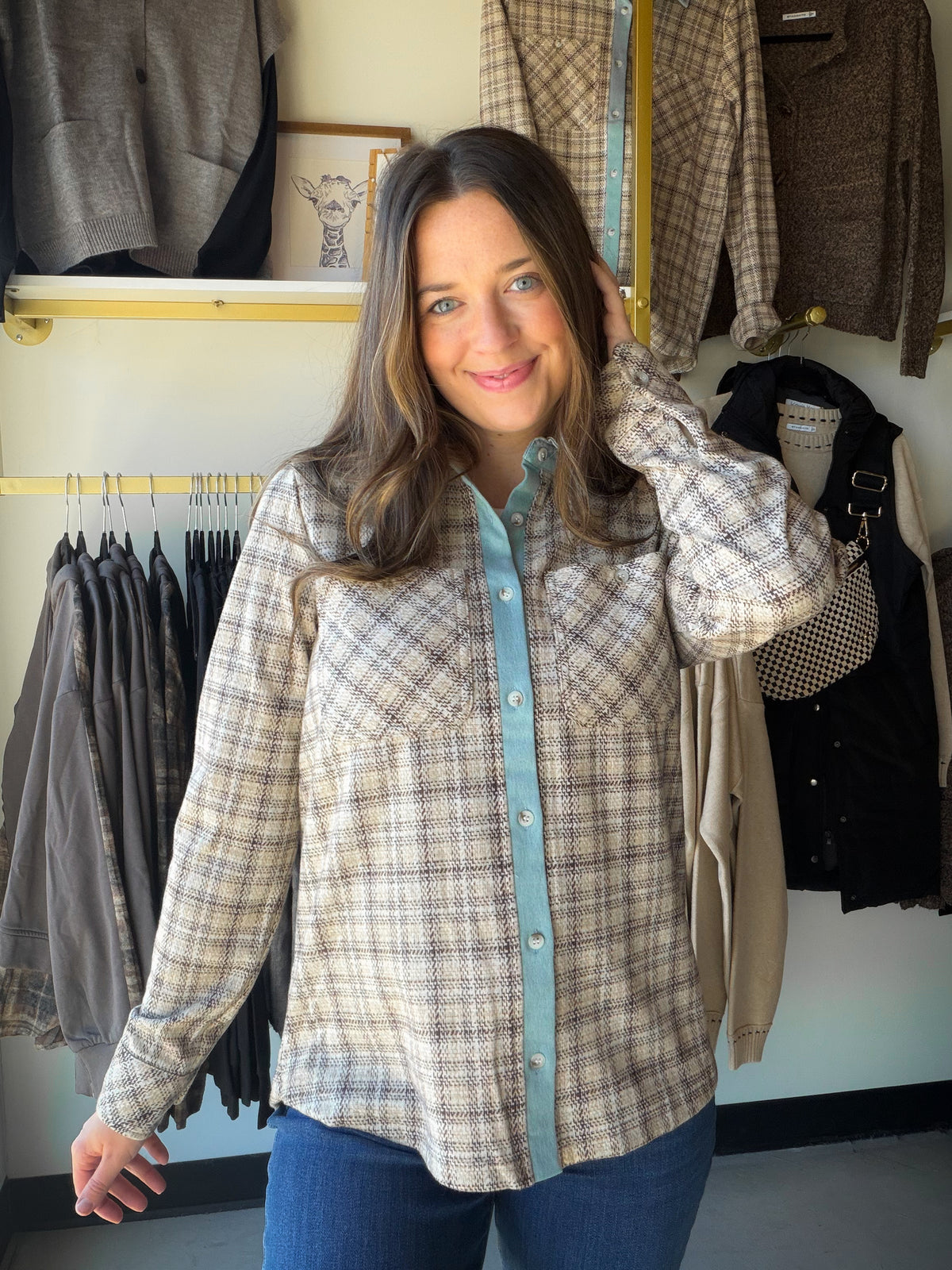 Ivory Plaid Rowe Top