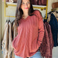 Brick Ribbed V Neck