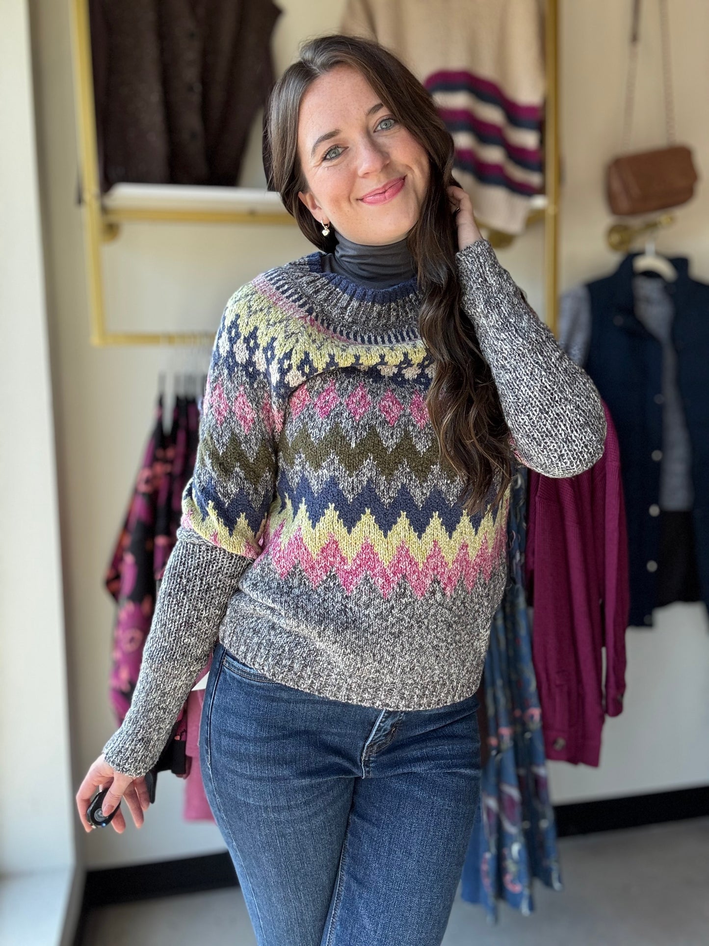 Ash Grey Microfiber Mock Neck