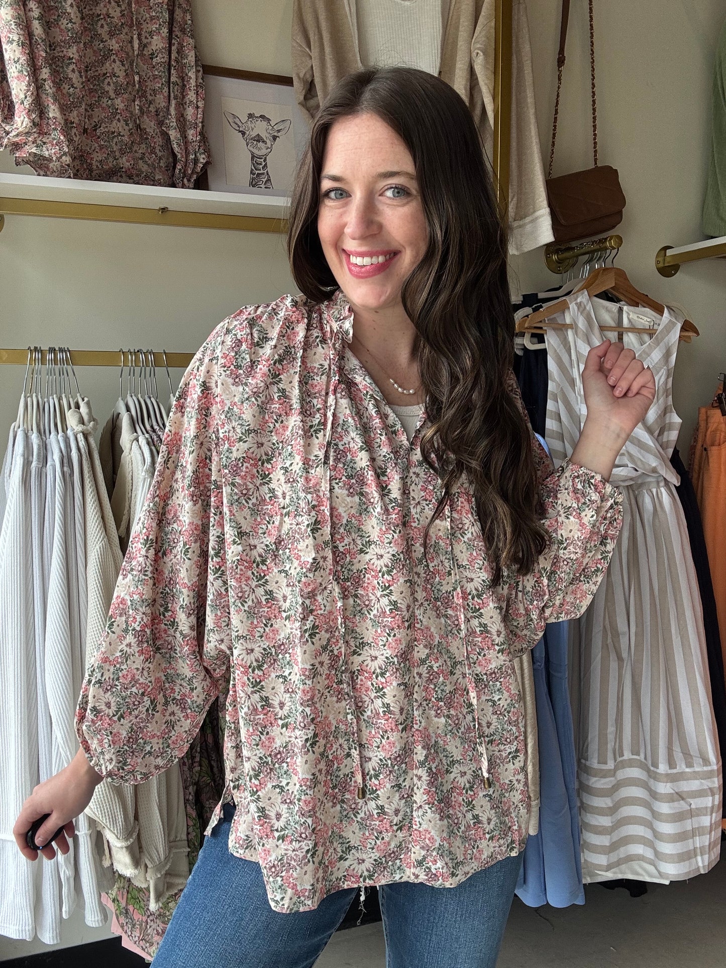 Slate Rose Floral Blouse