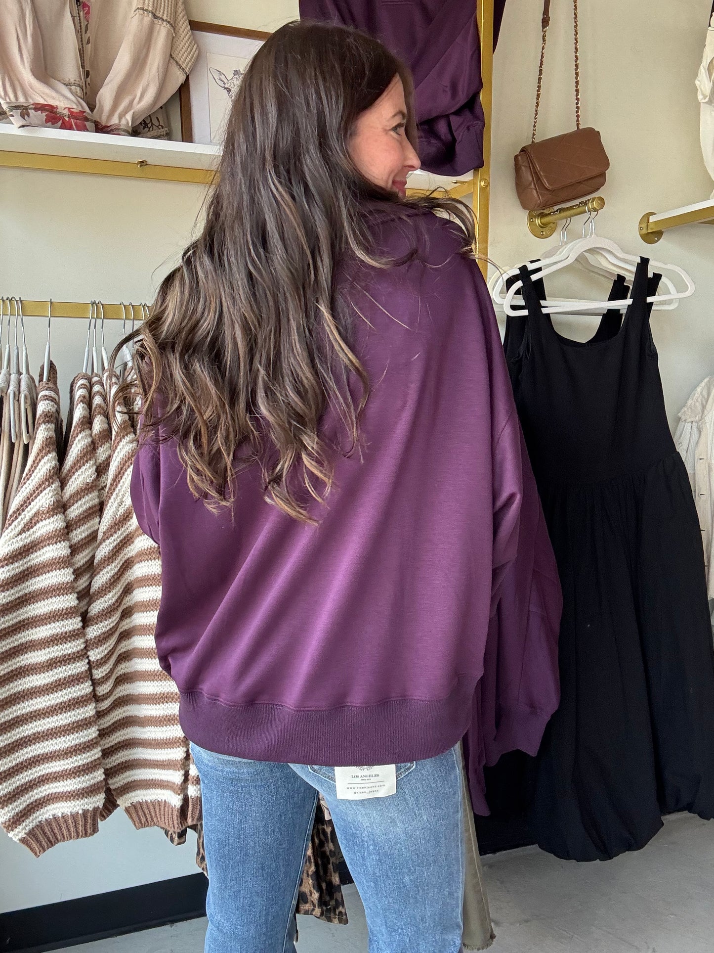 Plum Luxe Polo Sweatshirt