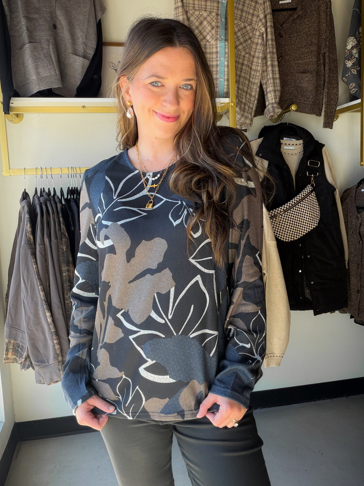 Black & Navy Floral Long Sleeve
