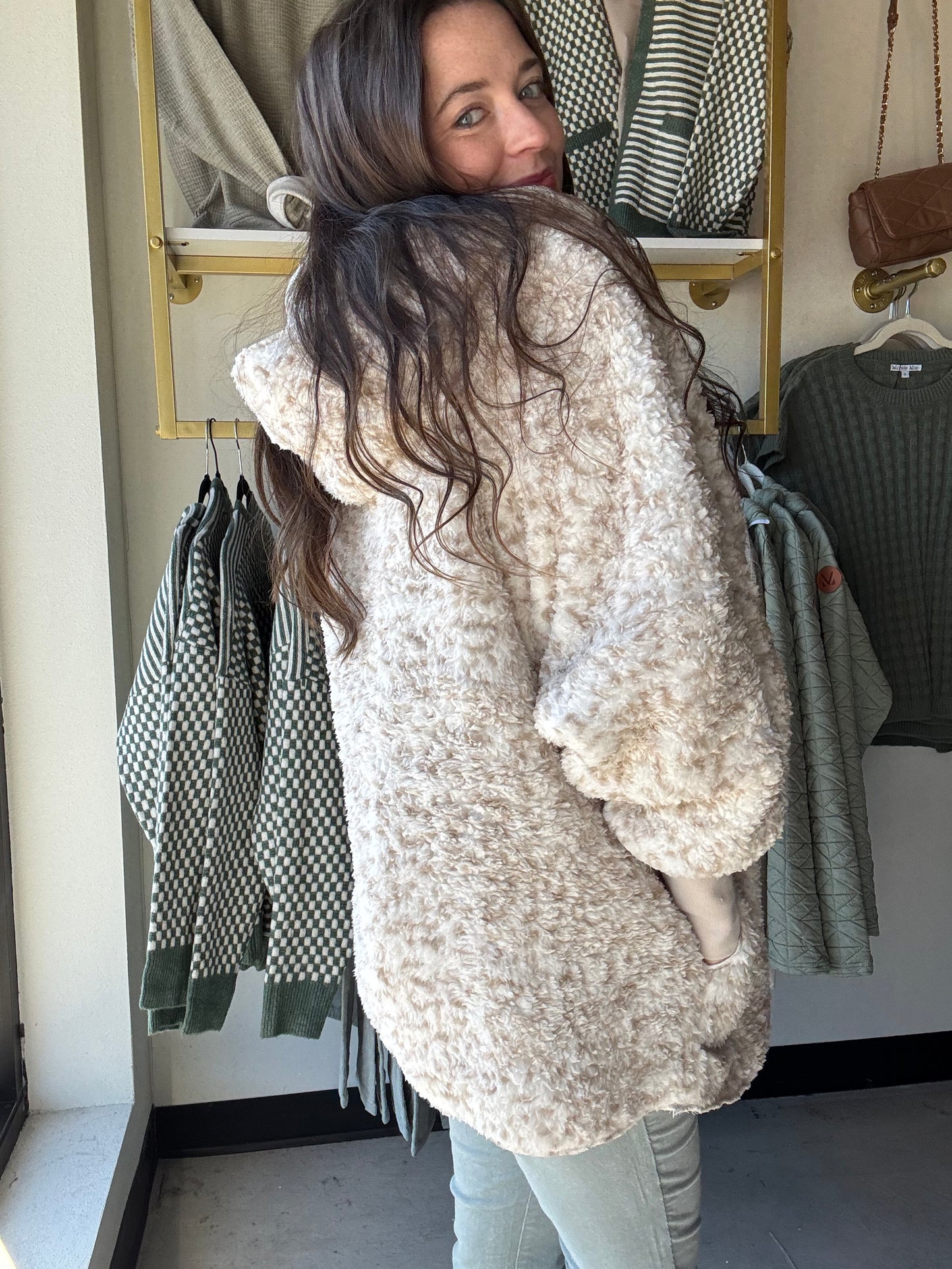 Snow Leopard Sherpa Hoodie