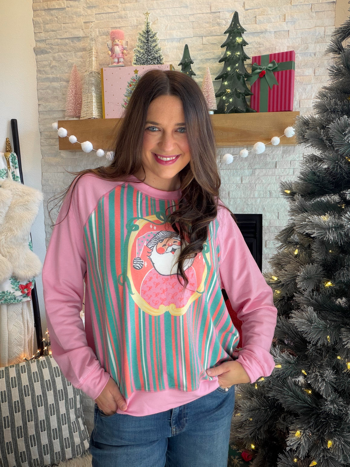 Jolly Santa Pink Crewneck