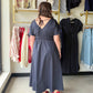Navy Floral Appliqué Maxi Dress