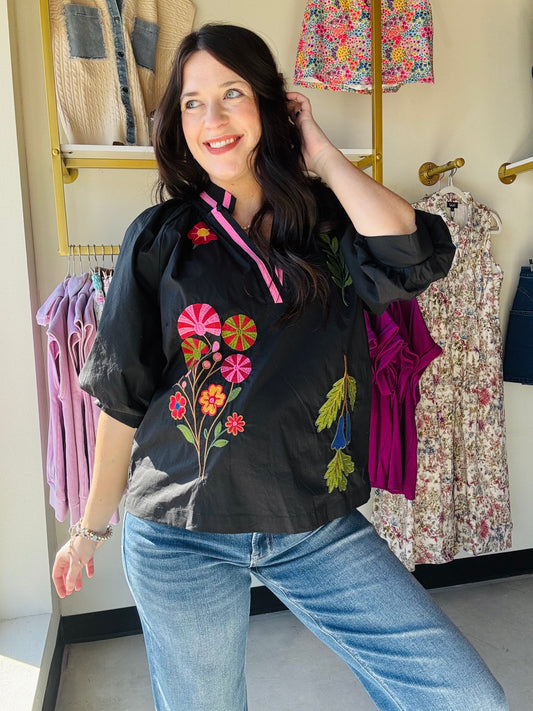 Umgee

Embroidered Floral V-Neck Blouse

Key Features
• V-neckline with contrast trim
• Puff ¾ sleeves
• Multicolor embroidery

Fabric Contents
• 100% Cotton