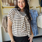 Effortless style meets everyday comfort with this striped top featuring a flattering round neckline and short sleeves. The front tie detail adds a playful touch, allowing you to adjust the fit to your preference. Perfect for casual outings, this versatile piece transitions seamlessly from day to night. The classic stripe pattern pairs easily with your favorite bottoms for endless outfit combinations.