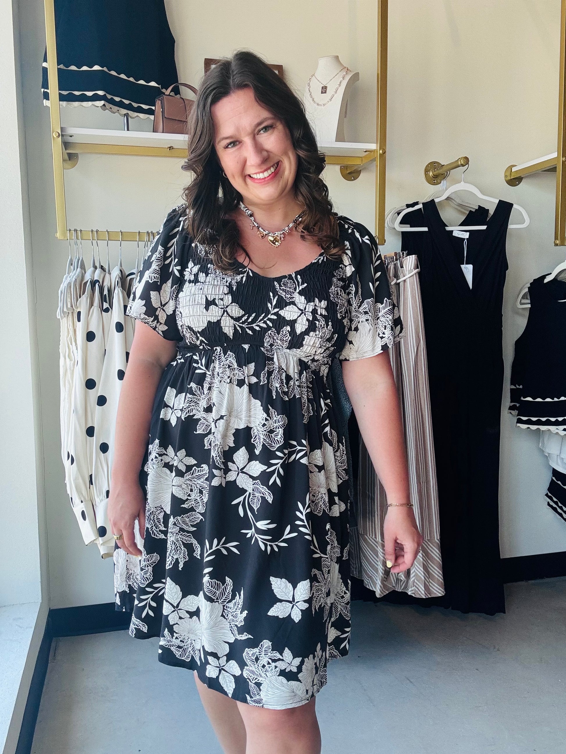 Staccato

Elevate your everyday style with this Staccato floral masterpiece featuring a figure-flattering smocked bodice and breezy flutter sleeves. This monochrome beauty seamlessly blends boho charm with functional hidden pockets for the ultimate summer staple. Perfect for brunch dates or garden parties, it’s the high-comfort, high-impact look your wardrobe demands.

Flattering smocked bodice hugs curves.
Feminine flutter sleeves add movement.
Functional side pockets for essentials.
Chic white floral on b
