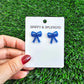 Blue Glitter Bow Earrings