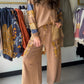 The bottoms your lounge set has been waiting for. The&nbsp;Camel Plaid Mix Thermal Pants by Easel are the kind of wide-leg pants you’ll never want to take off — mineral-washed waffle knit in a patchwork plaid mix, with raw frayed seam details and oversized patch pockets that make them feel as intentional as they are comfortable. Wear them with the matching top or style solo with your favorite fitted tee.

Why You'll Love It

Patchwork plaid mix design — unique, textured, and effortlessly elevated
Mineral wa