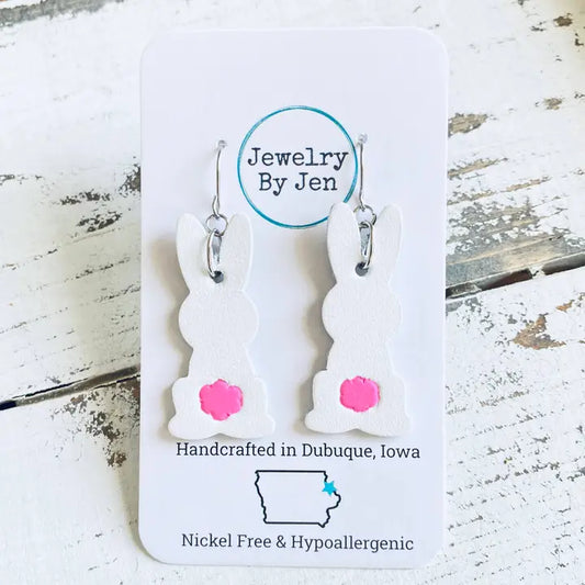 Pink Tail Bunny Earrings