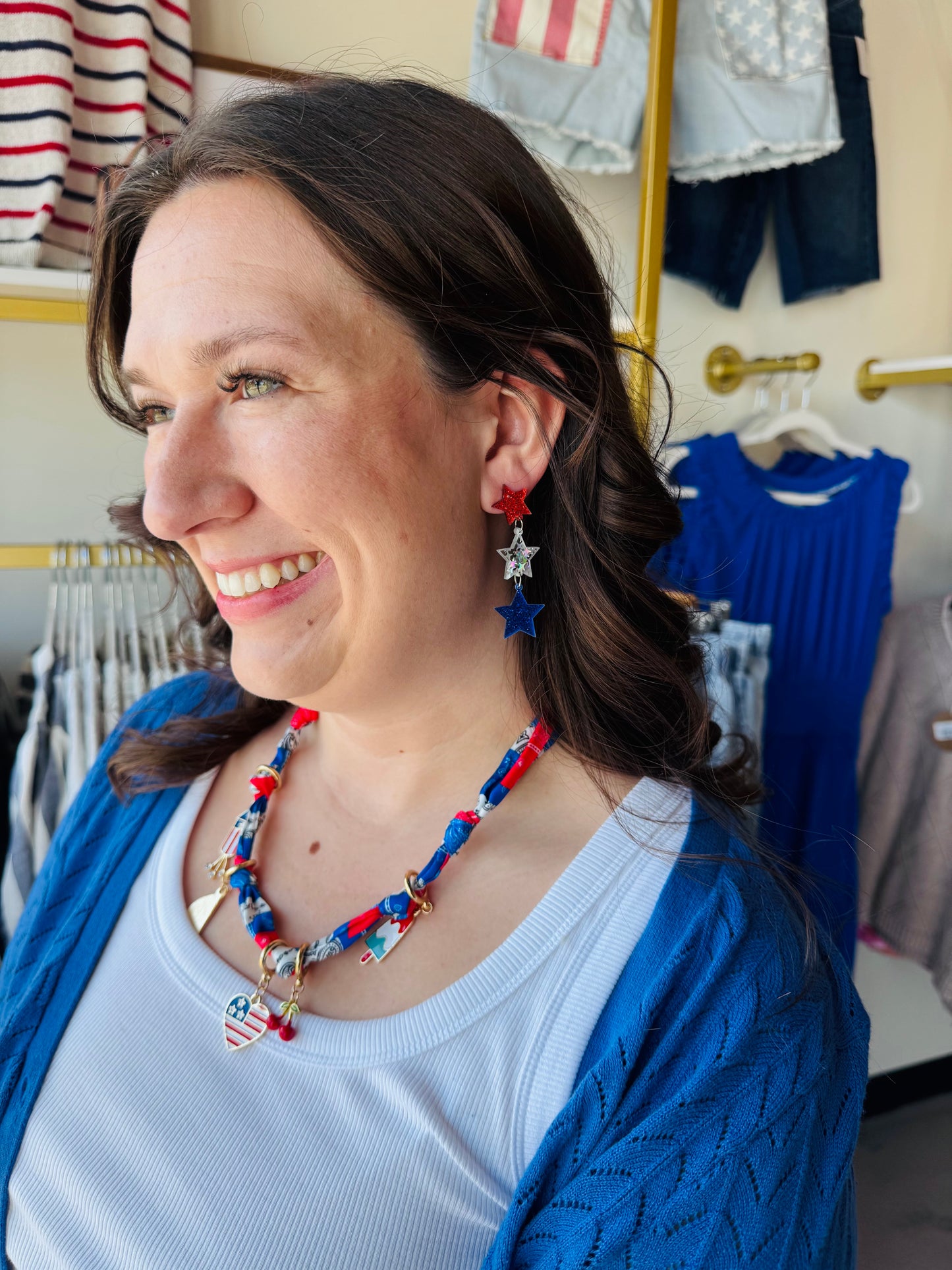 Patriotic Dangle Star Earrings