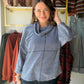 Denim Exposed Stitch Sweater