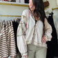 Almond Mixed Fabric Zip Up