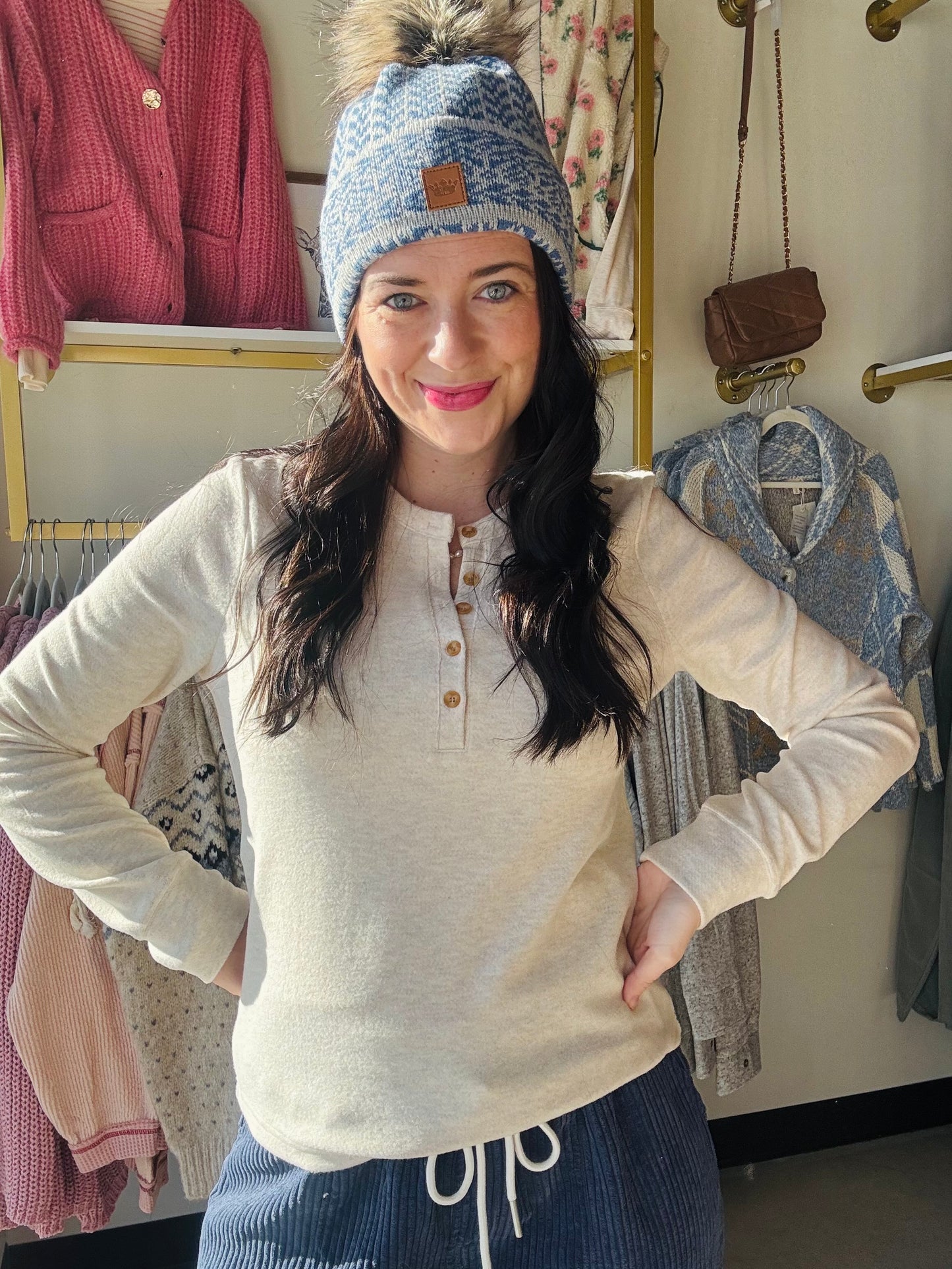 Heather Oatmeal Aeries Top