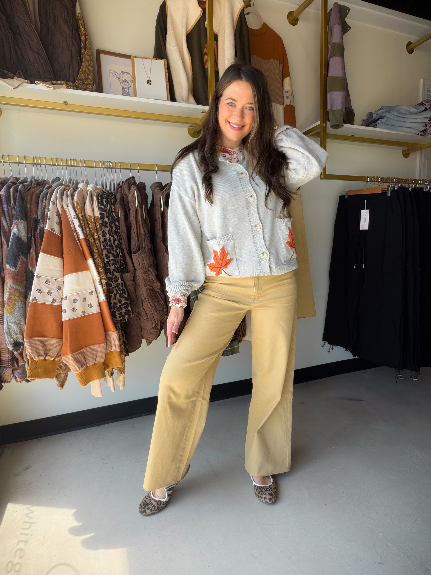Latte Twill Wide Leg Pants