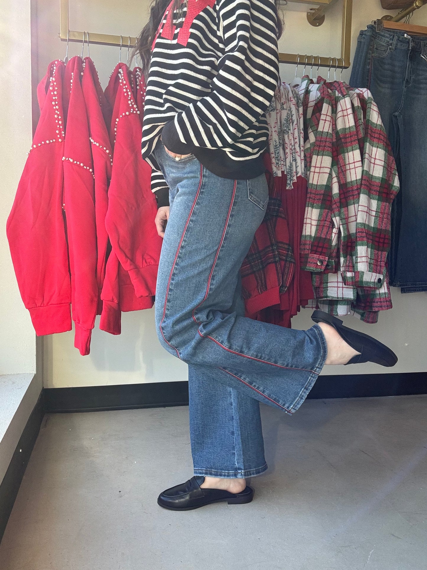 Side Piping Wide Leg Denim