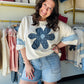 Denim Daisy Patch Terry Top