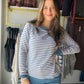 Blue & Pink Stripe Brushed Pullover