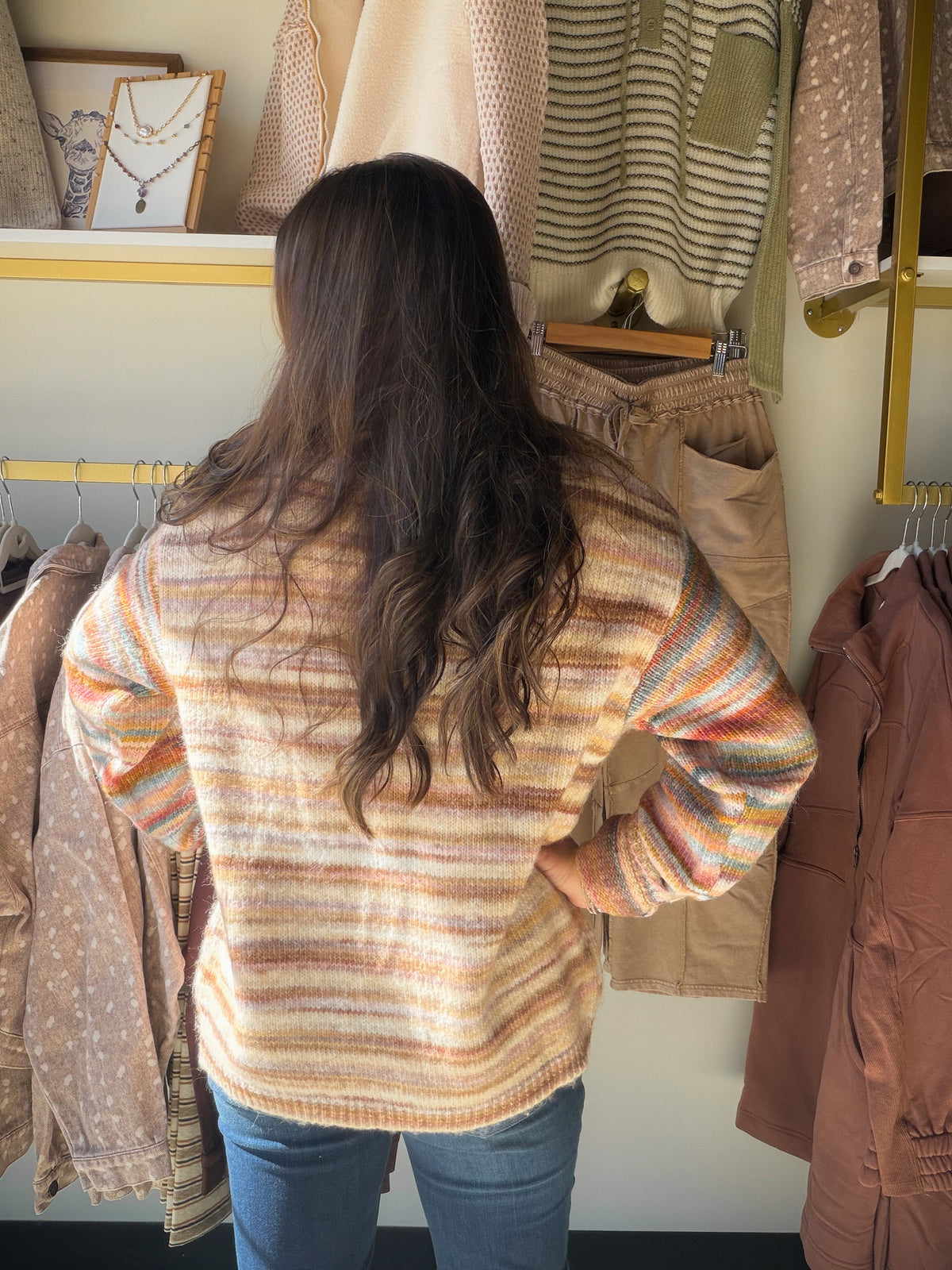 Khaki Multi Stripe Sweater