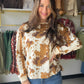 Pony Print Suede Trim Crewneck