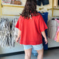 Red Studded Americana Terry Knit Top