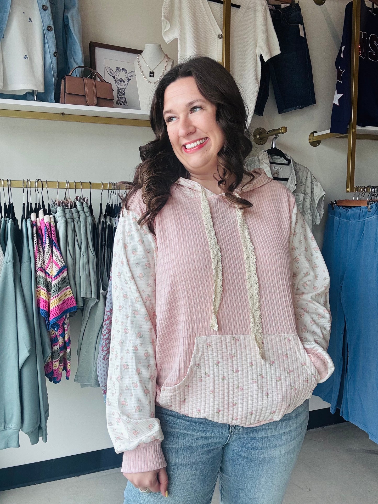 Pink Multi Contrast Pullover