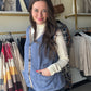 Blue Leopard Trim Sherpa Vest