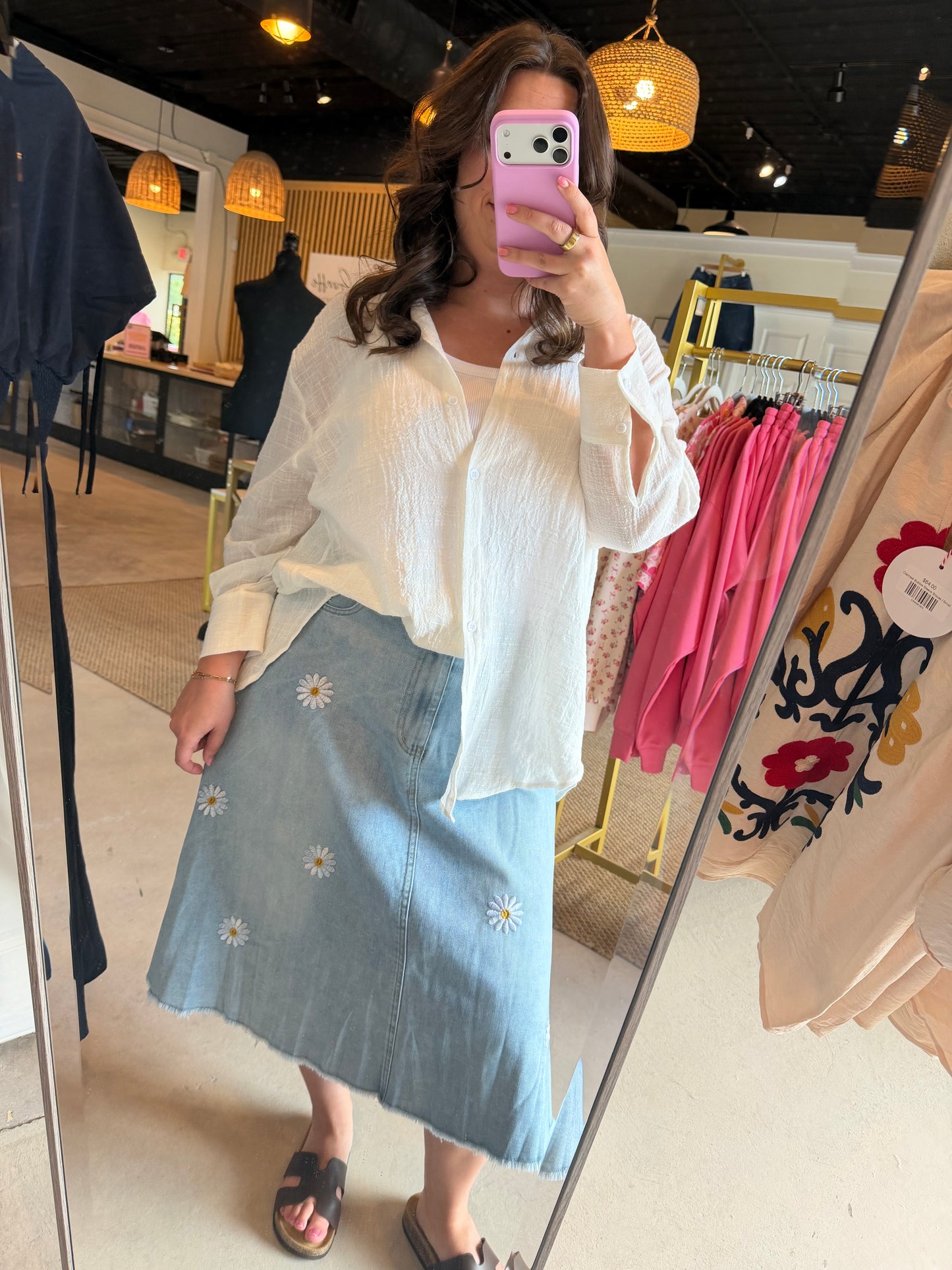 White Gauze Button Up