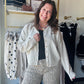 Taupe & Ivory Stripe Cardigan