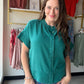 Spruce Button Trapunto Stitch Top