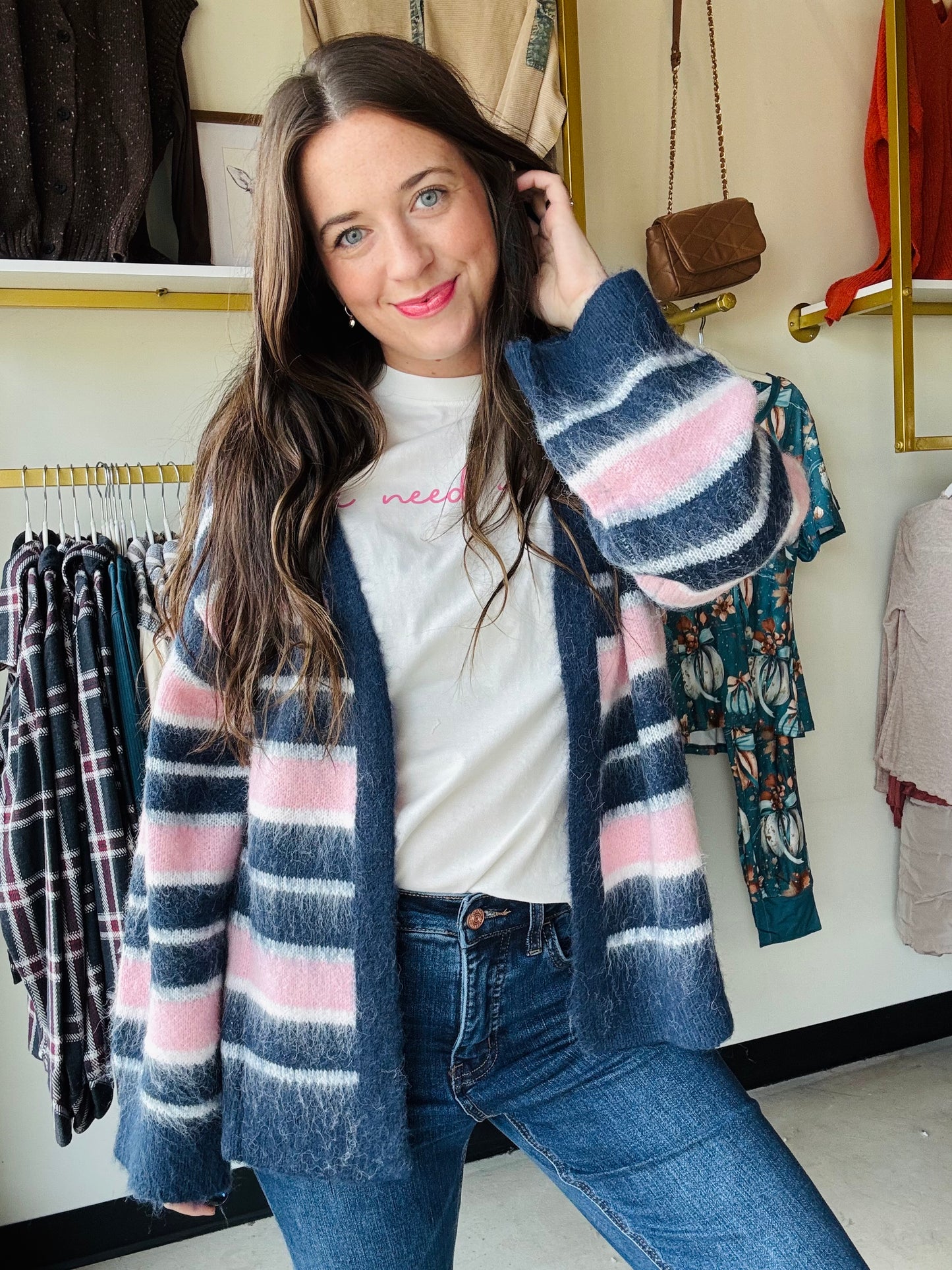 Indigo Multi Stripe Cardigan