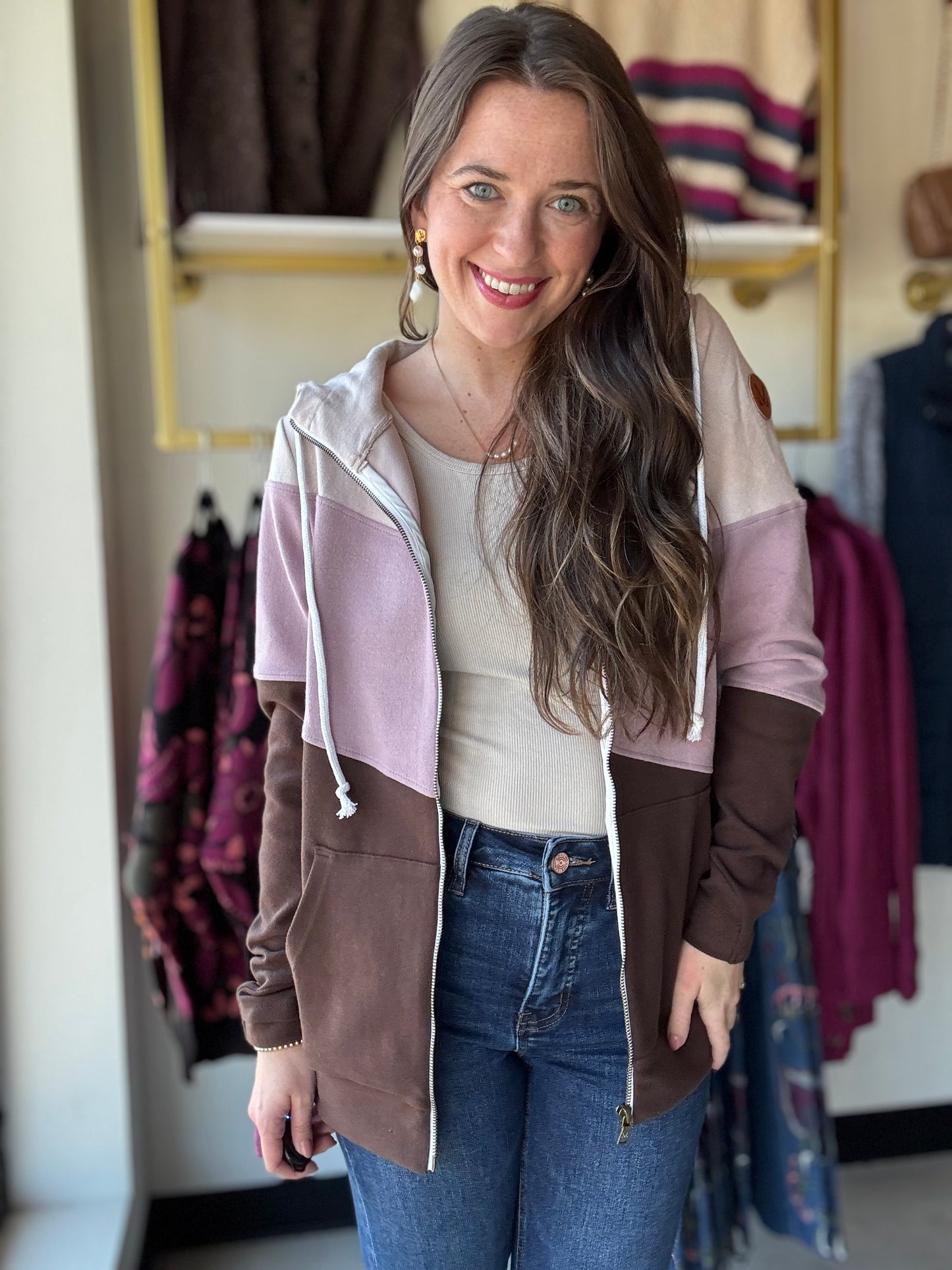 Neutral Purple Block Full Zip
