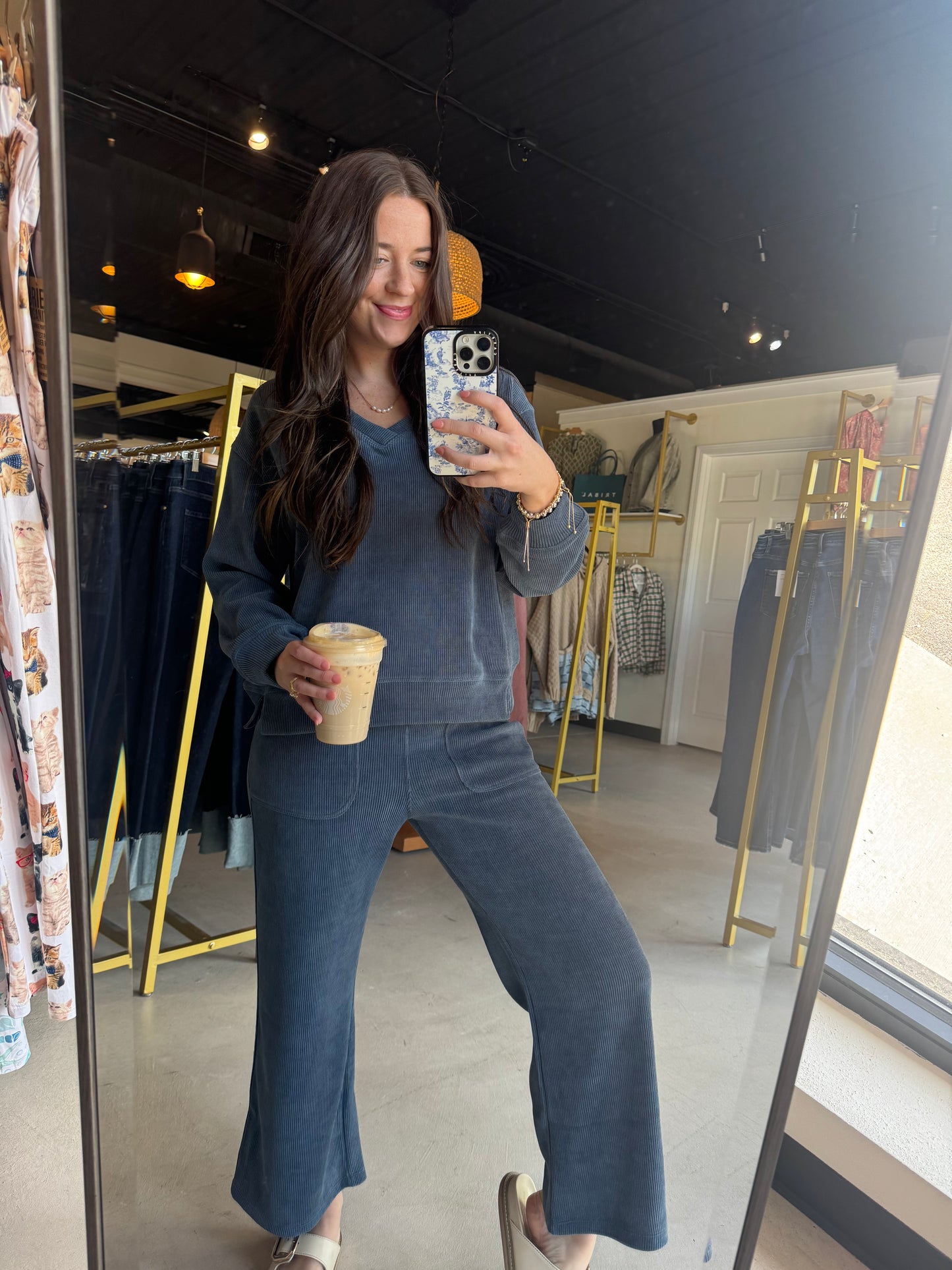 Denim Corduroy Cropped Pants