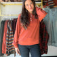 Terracotta Floral Neckline Henley