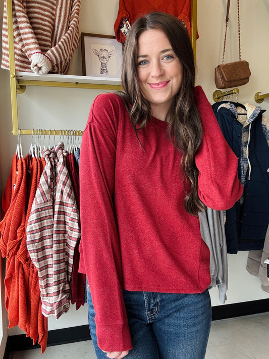 Crimson Heather Dream Knit Top