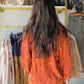 Terracotta Tie Leaf Jacquard Top