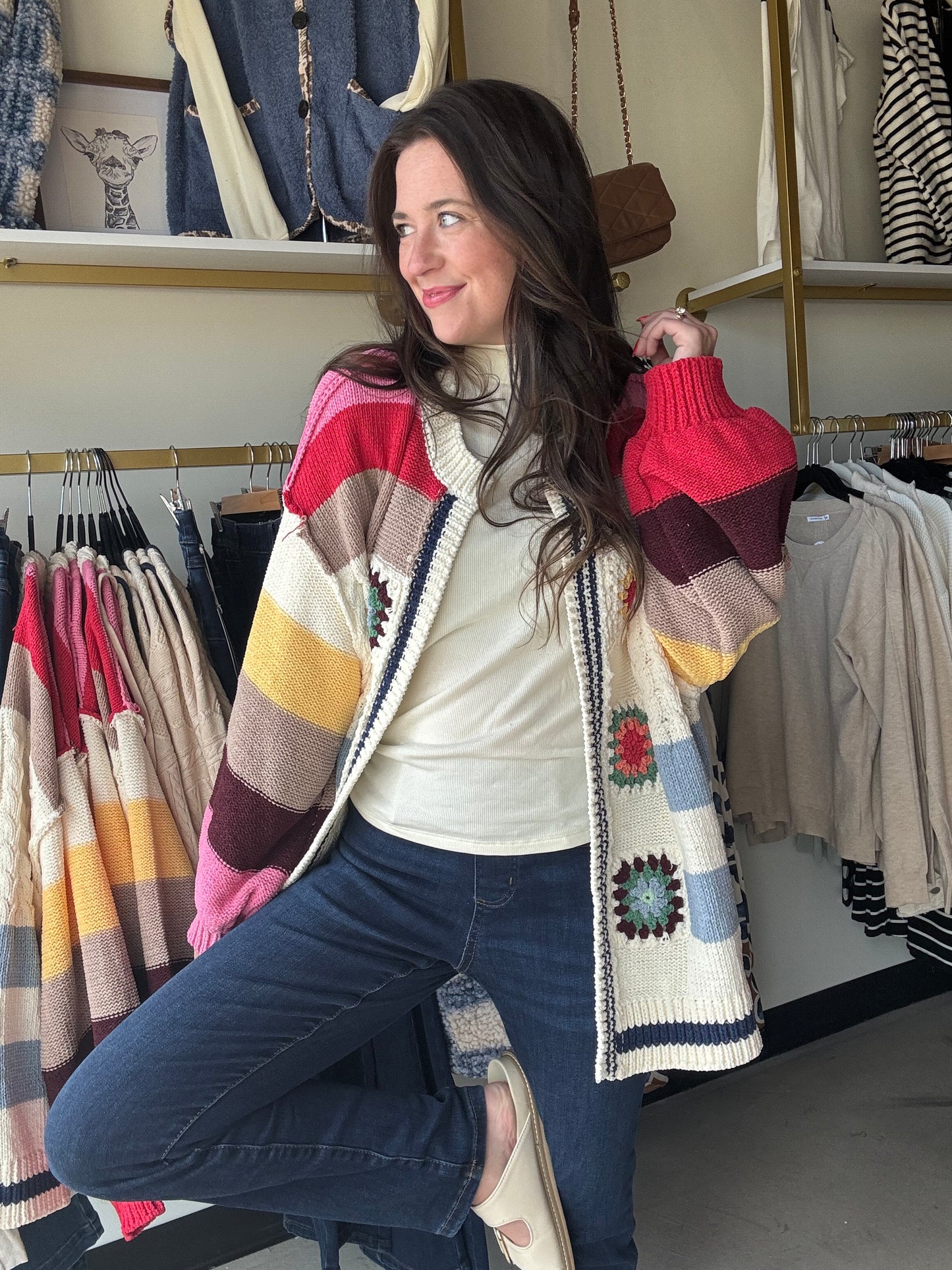 Ivory Multi Crochet Sweater