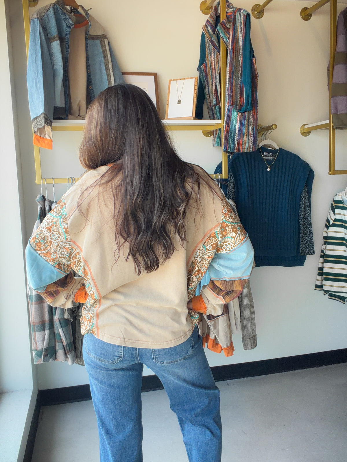 Orange & Blue Paisley Mix Top