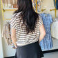 Black Stripe Shoulder Drape Top