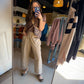 Taupe Terry Knit Barrel Pants