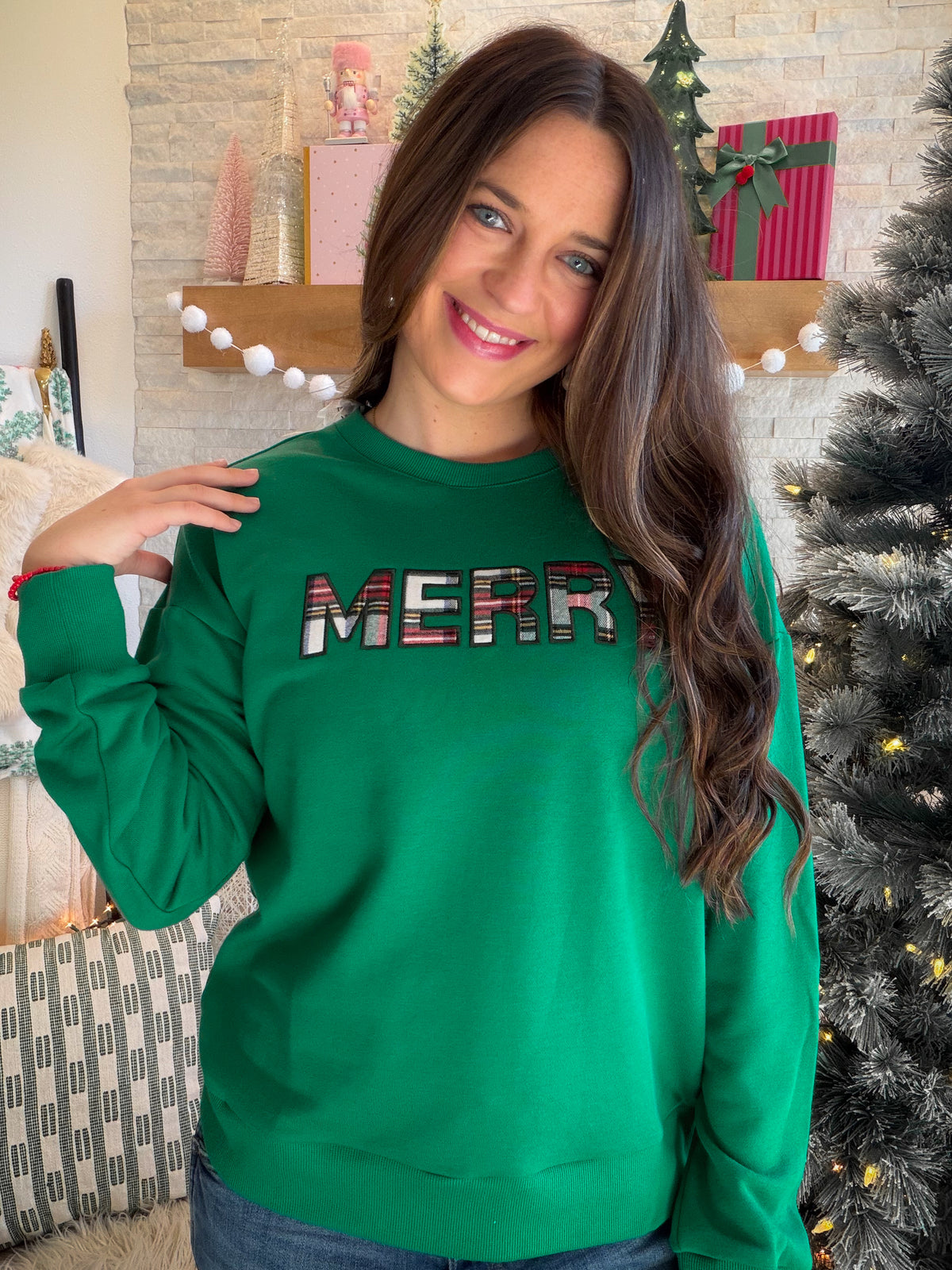 Merry Plaid Evergreen Crewneck