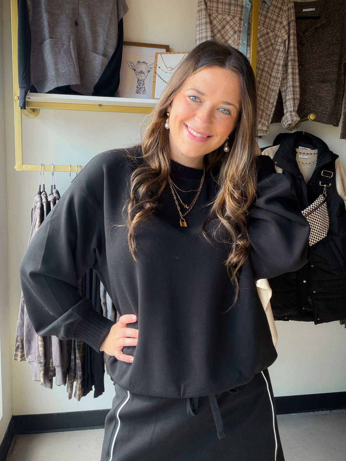 Classic Black Crewneck Pullover