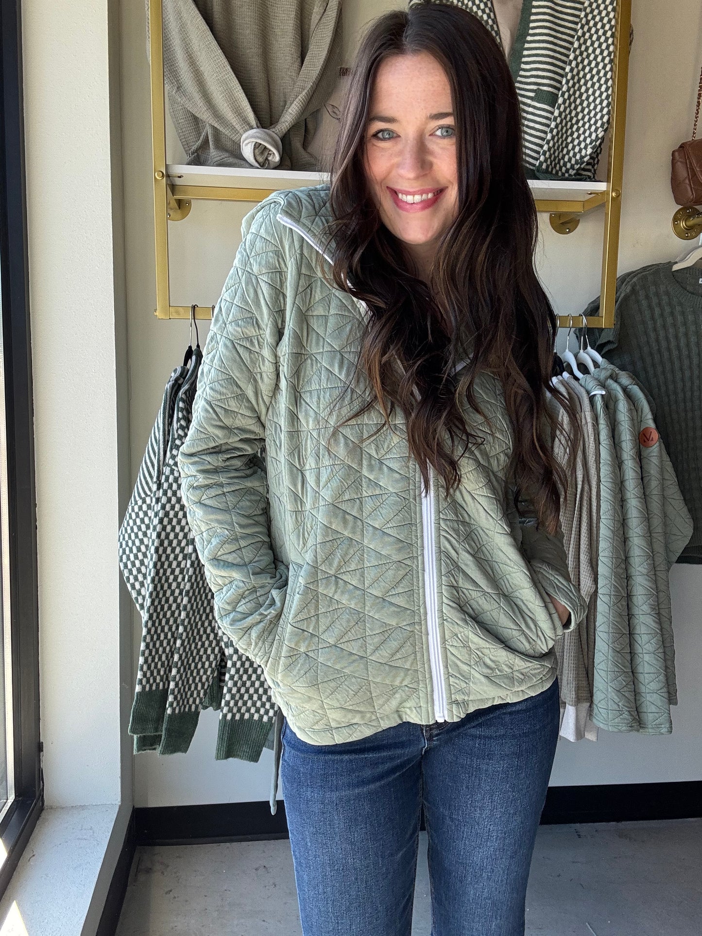 Sage Geometric Full Sleeve Hoodie